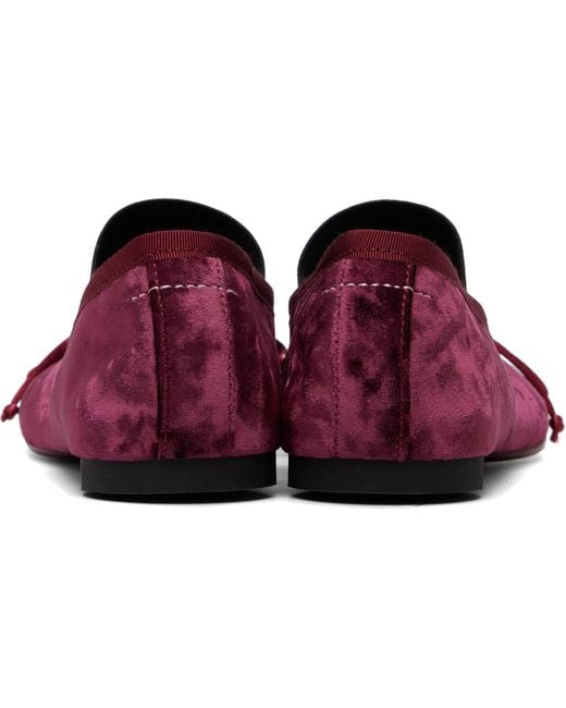 MM6 by Maison Margiela Red Burgundy Velvet Ballerina Flats