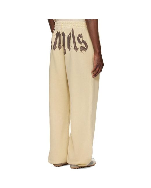 Palm Angels Natural Big Waist Logo Sweatpants for men