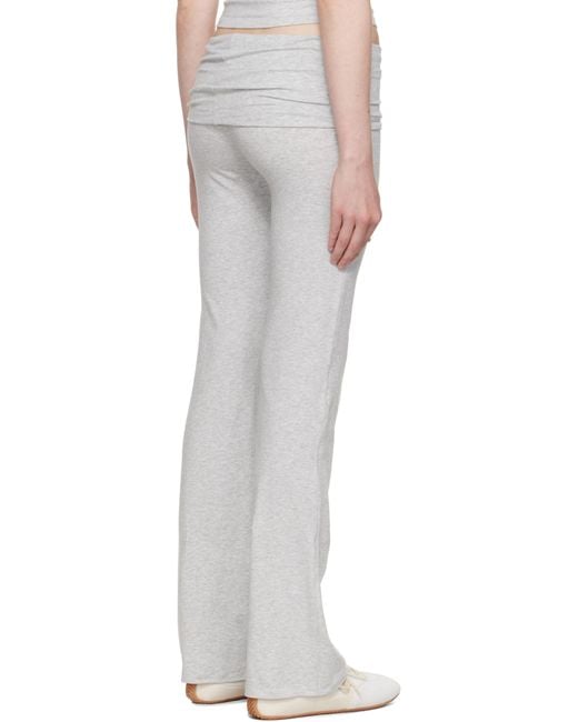 Skims White Cotton Jersey Foldover Lounge Pants