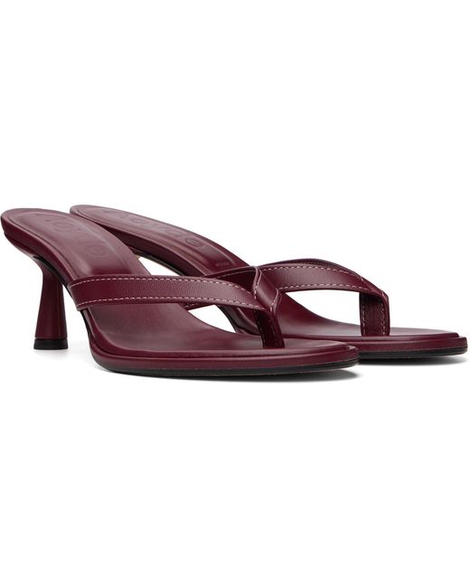 Aeyde Brown Burgundy Daphne Leather Thong Heeled Sandals