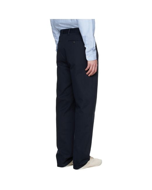 Noah NYC Blue Sanded Twill Pleated Trousers for men