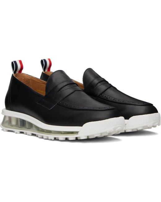 Thom Browne Black Clear Tech Runner Sole Penny Loafers for men