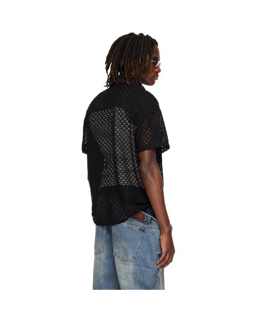 ANDERSSON BELL Black Tres Sheer Knitted Shirt for men