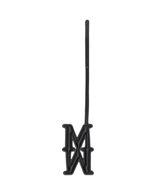 Max Mara Black Leather Monogram Keychain