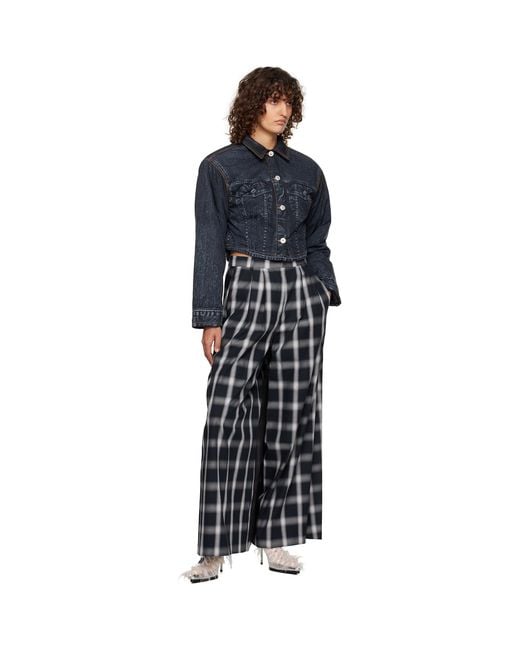 Pushbutton Blue Denim Print Cropped Jacket