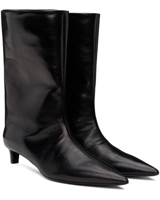 Jil Sander レザー ヒールブーツ Black