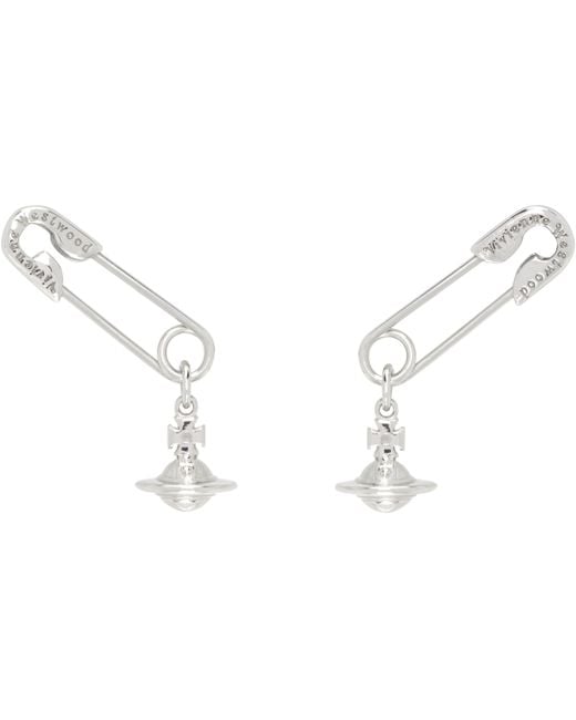 Vivienne Westwood シルバー セーフティーピン ピアス Black
