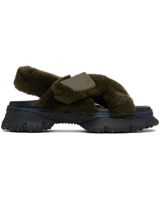 メンズ Burberry グリーン シアリング Pebble サンダル Black