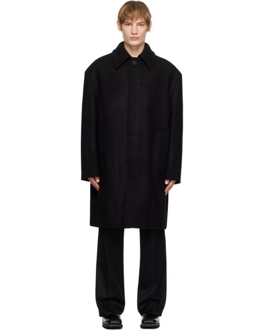 Wooyoungmi Black Balmacaan Coat for men