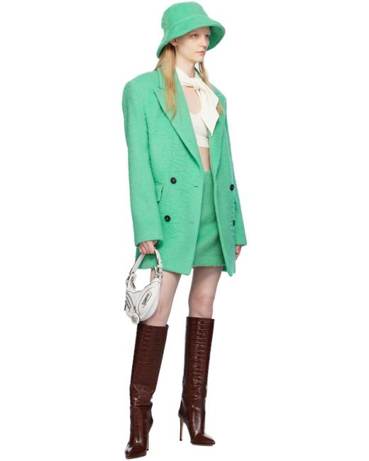 MSGM Green Double-breasted Coat