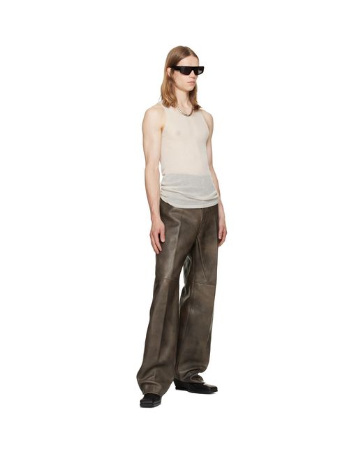 Rick Owens Brown Tower Geth Leather Pants for men