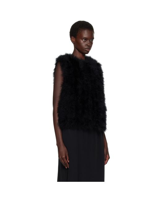 Yves Salomon Black Cropped Feather Gilet Vest
