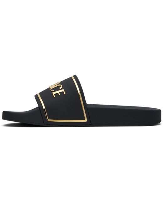 Sandales À Enfiler Noir Et Doré À Logo Versace pour homme en coloris Black