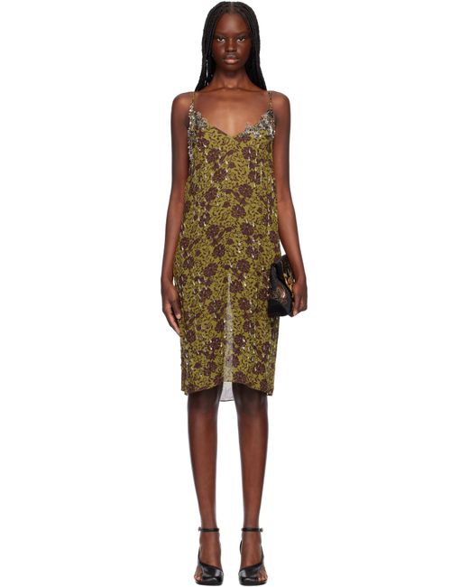 Dries Van Noten Beaded Midi Dress in Black | Lyst