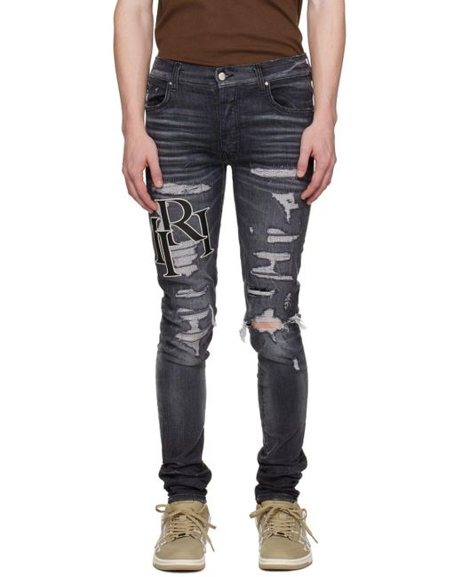 Amiri Gray staggered Jeans in Black for Men | Lyst