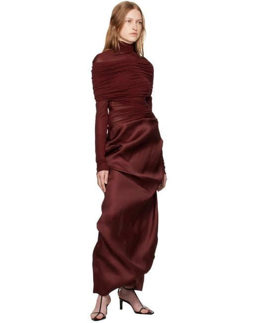 Khaite Red Burgundy Olula Maxi Skirt