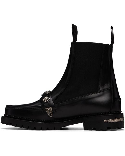 Toga Virilis Black Hard Leather Chelsea Boots for men