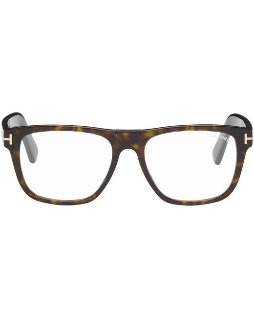 Tom Ford Black Brown Square Glasses for men