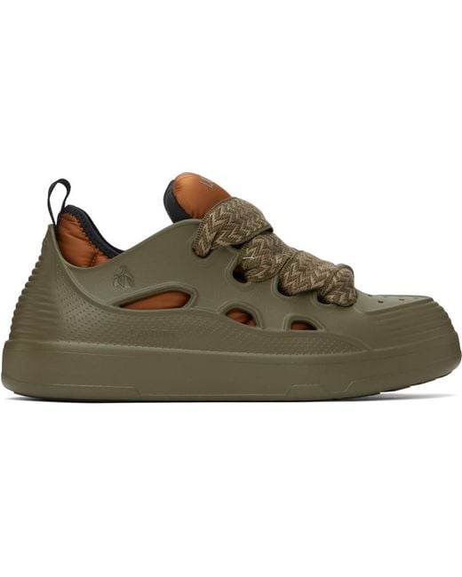 Lanvin Black Green & Taupe Curb Color-block Rubber Sneakers for men