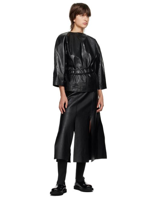 By Malene Birger Black Lunes Leather Midi Skirt