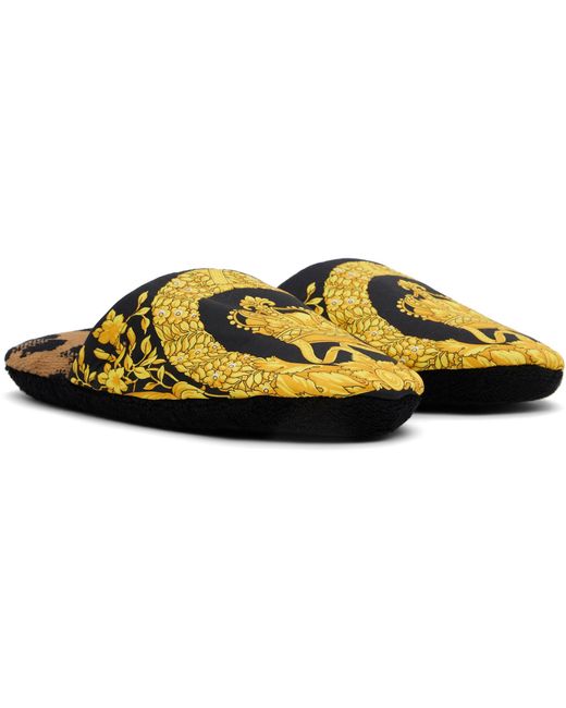 Versace Black 'I Heart Baroque' Slippers for men