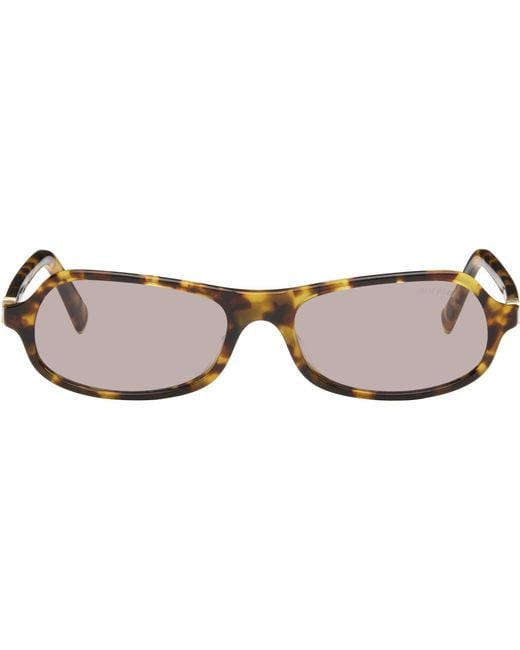Miu Miu Brown Tortoiseshell Rectangular Sunglasses