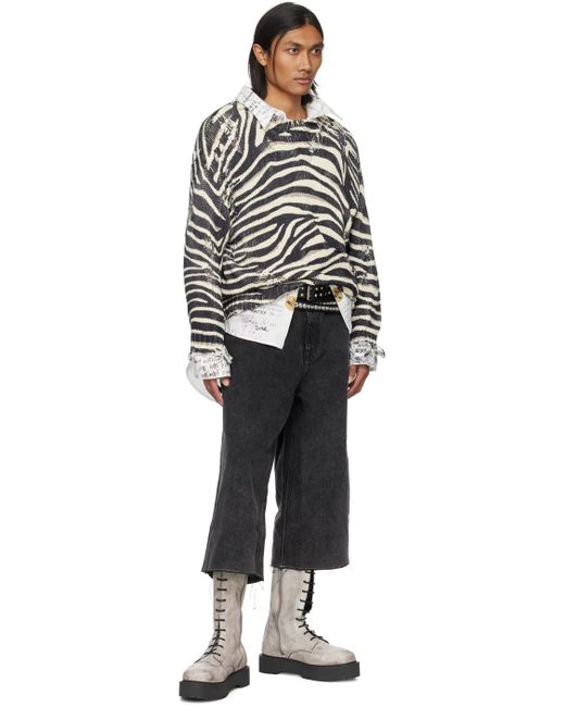 R13 Black & White Zebra Sweater for men
