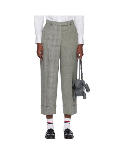 Thom Browne Gray High Waisted Straight Leg Trousers