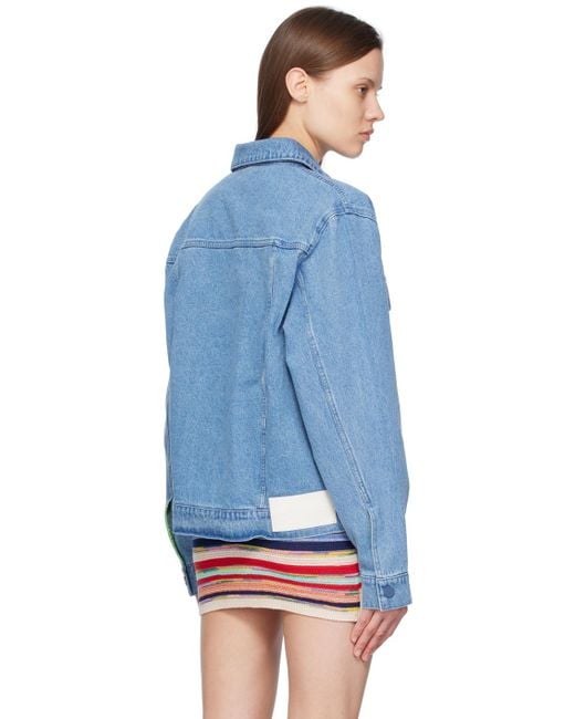 Adidas Originals Blue Kseniaschnaider Edition 3-Stripes Denim Jacket