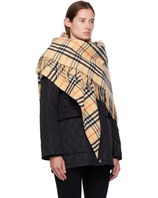 Burberry Black Check Wool Cashmere Cape