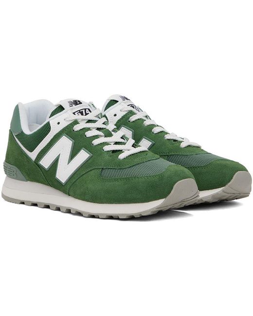 New Balance Green & White 574 Sneakers for Men | Lyst