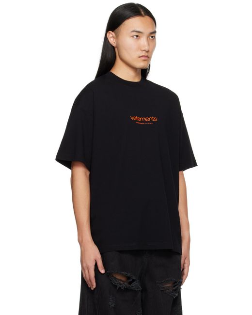 T-shirt noir à logos contrecollés Vetements pour homme en coloris Black