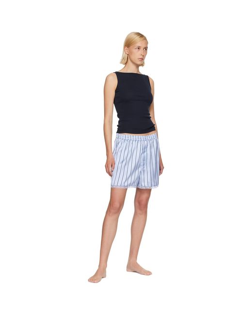 Skims Blue Woven Shine Lace Boxer Shorts