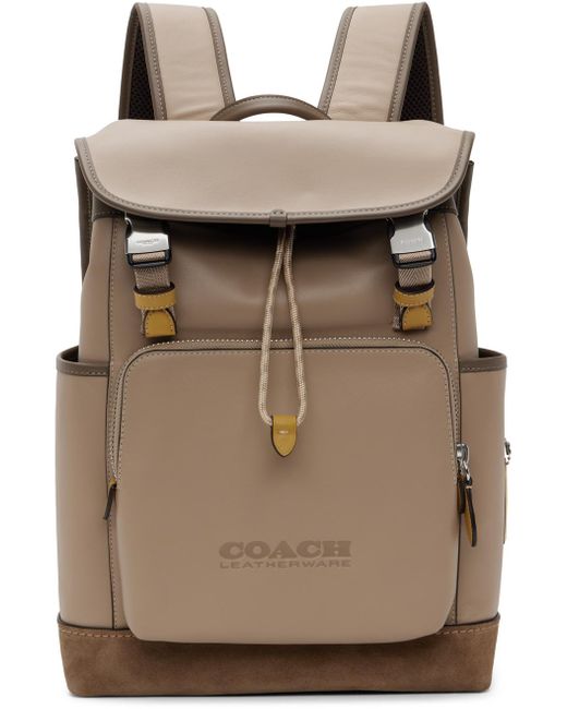 COACH Brown League Flap Backpack for men
