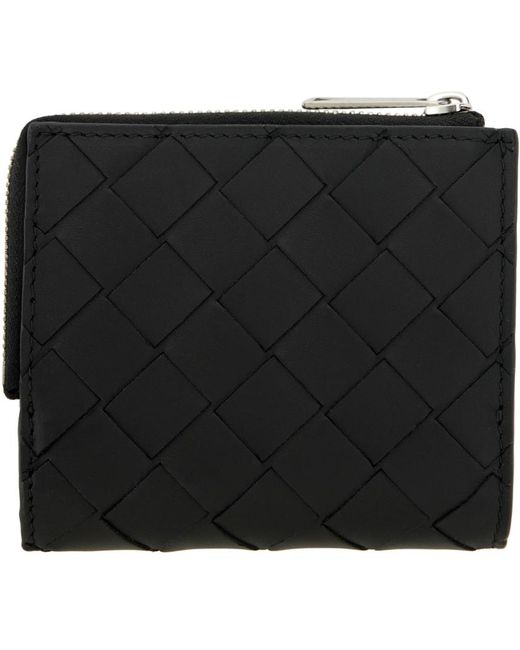 Bottega Veneta Black Intrecciato Bi-fold Zip Wallet for men