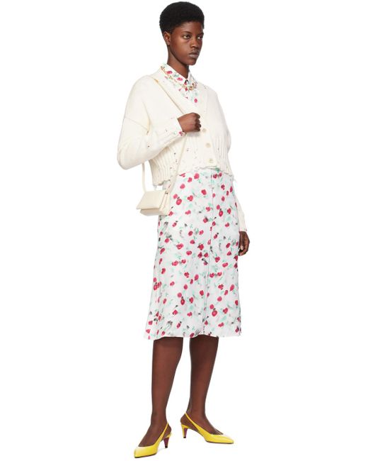 Marni Multicolor White Printed Midi Skirt