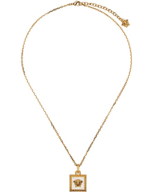 Versace Multicolor Gold Medusa Square Necklace for men