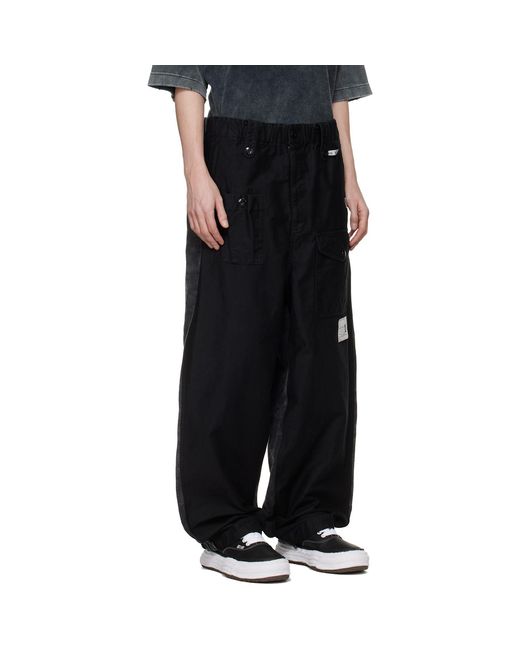 Maison Mihara Yasuhiro Black Sweat Pants Combined Cargo Pants for men