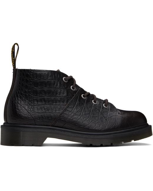 Dr. Martens Black Church Crocodile Analine Leather Boots