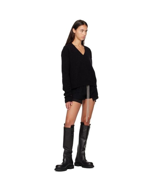 Rick Owens Black Tower Tommy V Neck Sweater