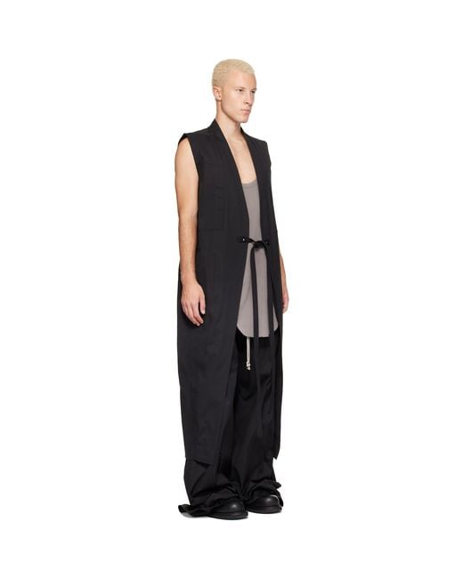 Rick Owens Black Tower Long Lab Vest for men