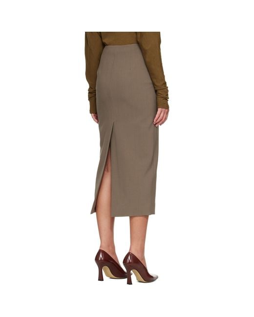 Mugler Natural Taupe Pencil Midi Skirt