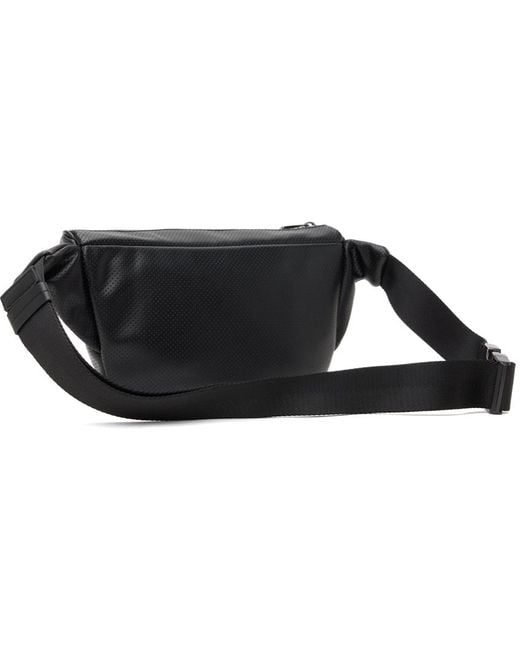 HUGO Black Perforated Logo Lettering Faux-Leather Belt Bag for men