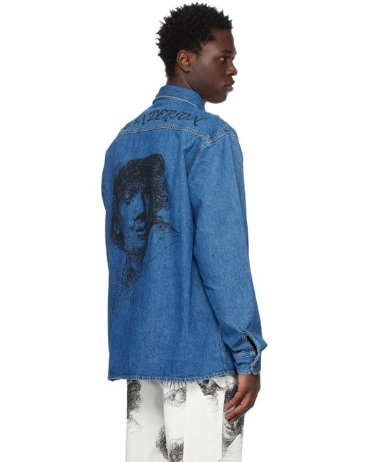 J.W. Anderson Blue Printed Denim Jacket for men