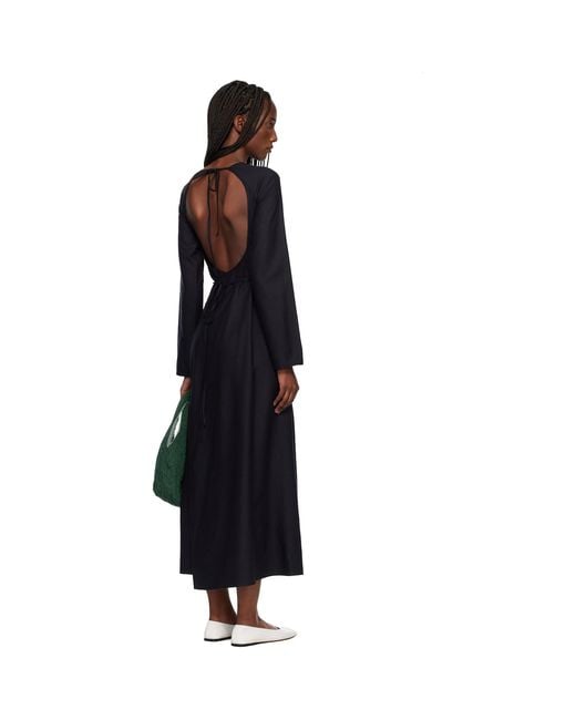 Baserange Black Long-Sleeve Apron Maxi Dress