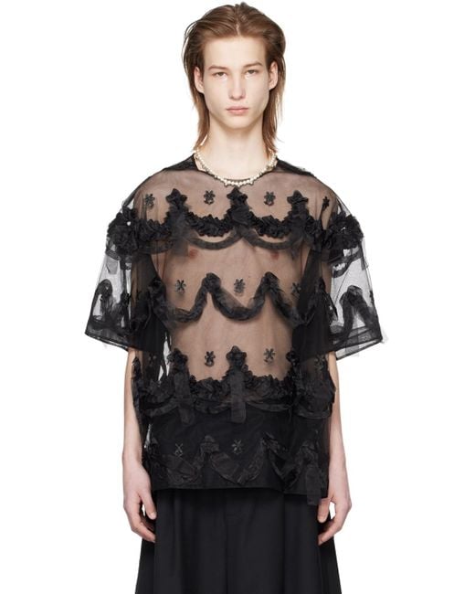 Simone Rocha Black Embroidered Cake T-shirt for men