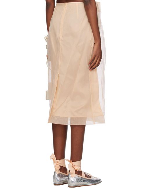 Simone Rocha Natural Beige Pleated Midi Skirt