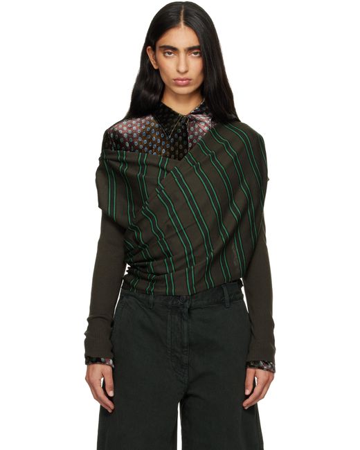 Dries Van Noten Black Khaki Wrap Sweater