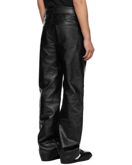 Pantalon noir en cuir à motif graphique à logo gaufré MARINE SERRE pour homme en coloris Black