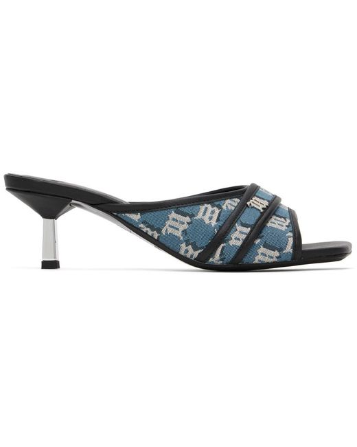 M I S B H V Black Blue Slip-on Heeled Sandals
